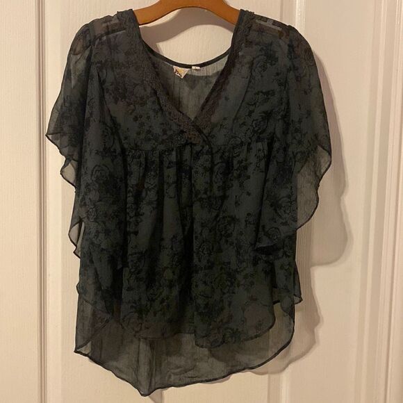 Y2k Mudd Floral Lace V-Neck Flowy Blouse Size Large NWOT - Picture 1 of 8